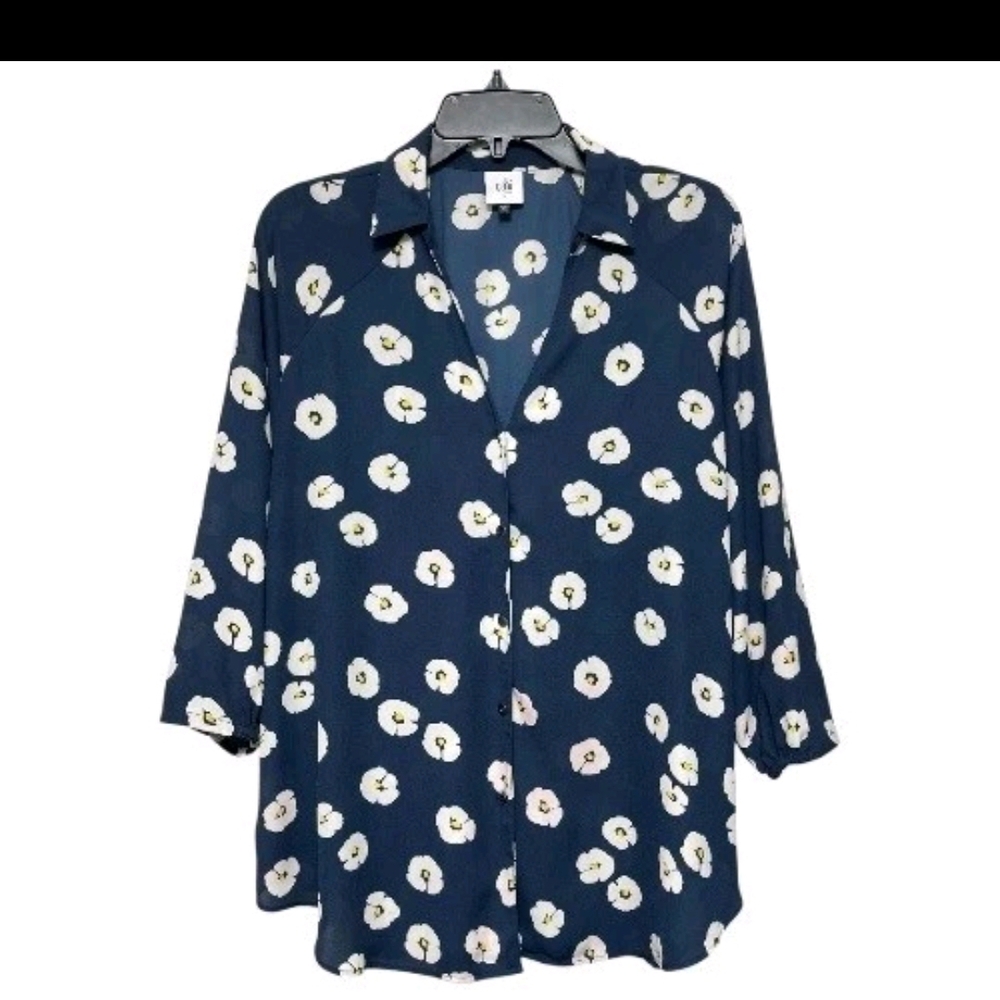 CAbi Navy Floral Button Down Shirt
